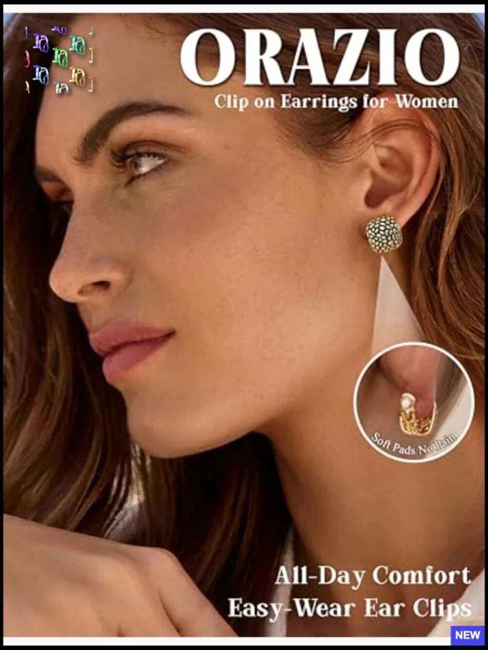 4 Pairs Clip On Earrings Set Hoop Teardrop Twist Round Stud No Piercing Fake
